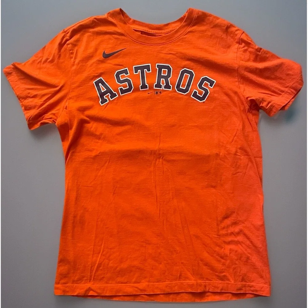 Houston Astros Nike Short Sleeve T-Shirt Orange MLB Logo Altuve Medium JBHS